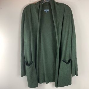 Market and Spruce Jann Faux Leather Patch Cardigan